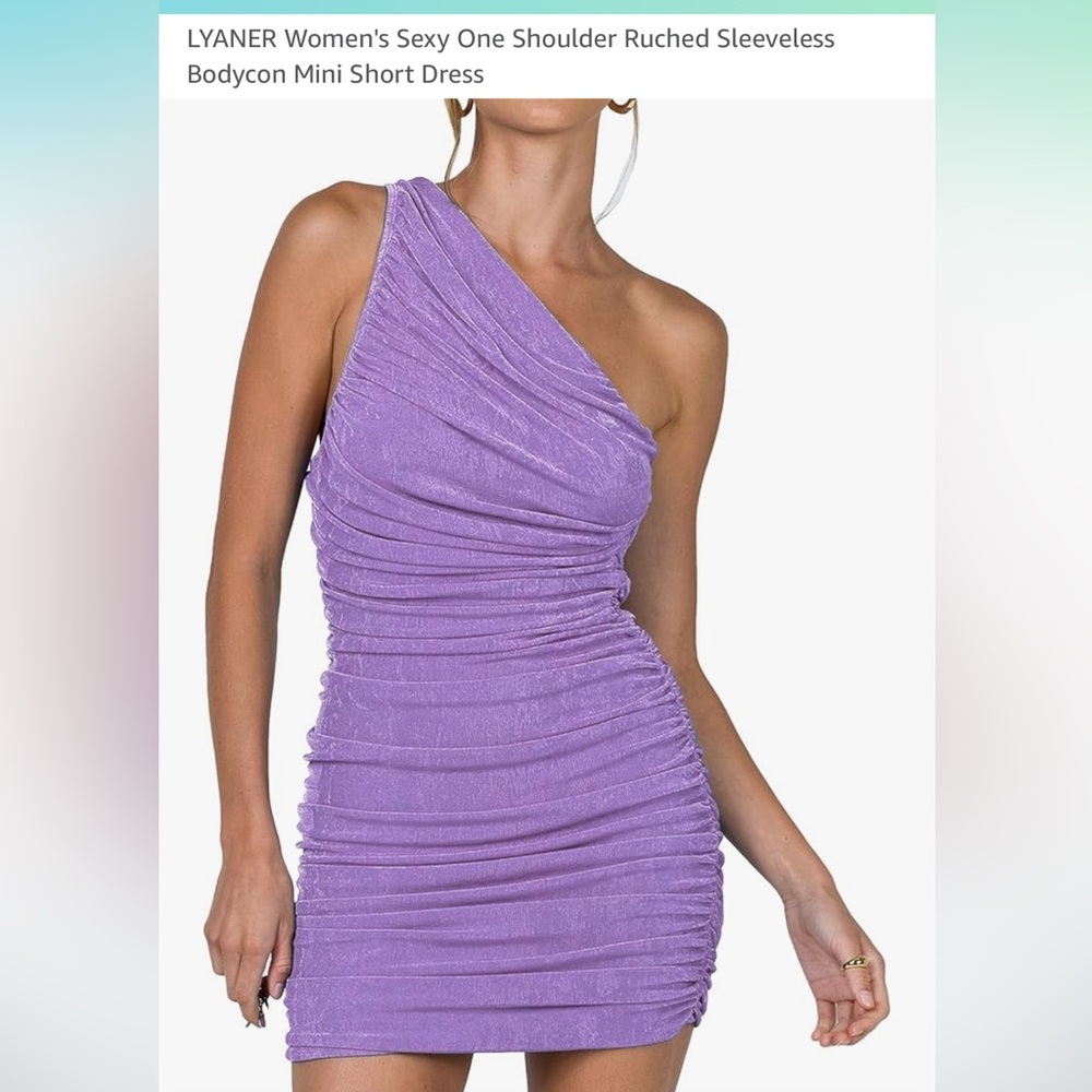 Women's One Shoulder Ruched Sleeveless Bodycon Mini Dress